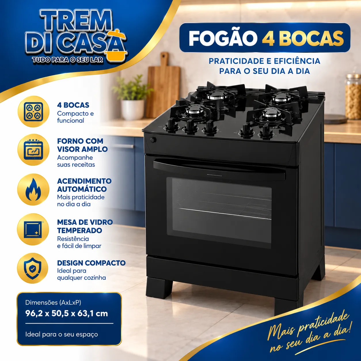 Fogão 4 bocas com forno