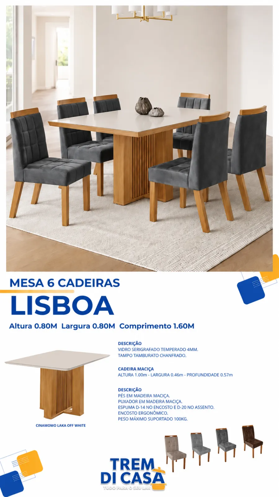 Jogo de Mesas + 6 cadeiras