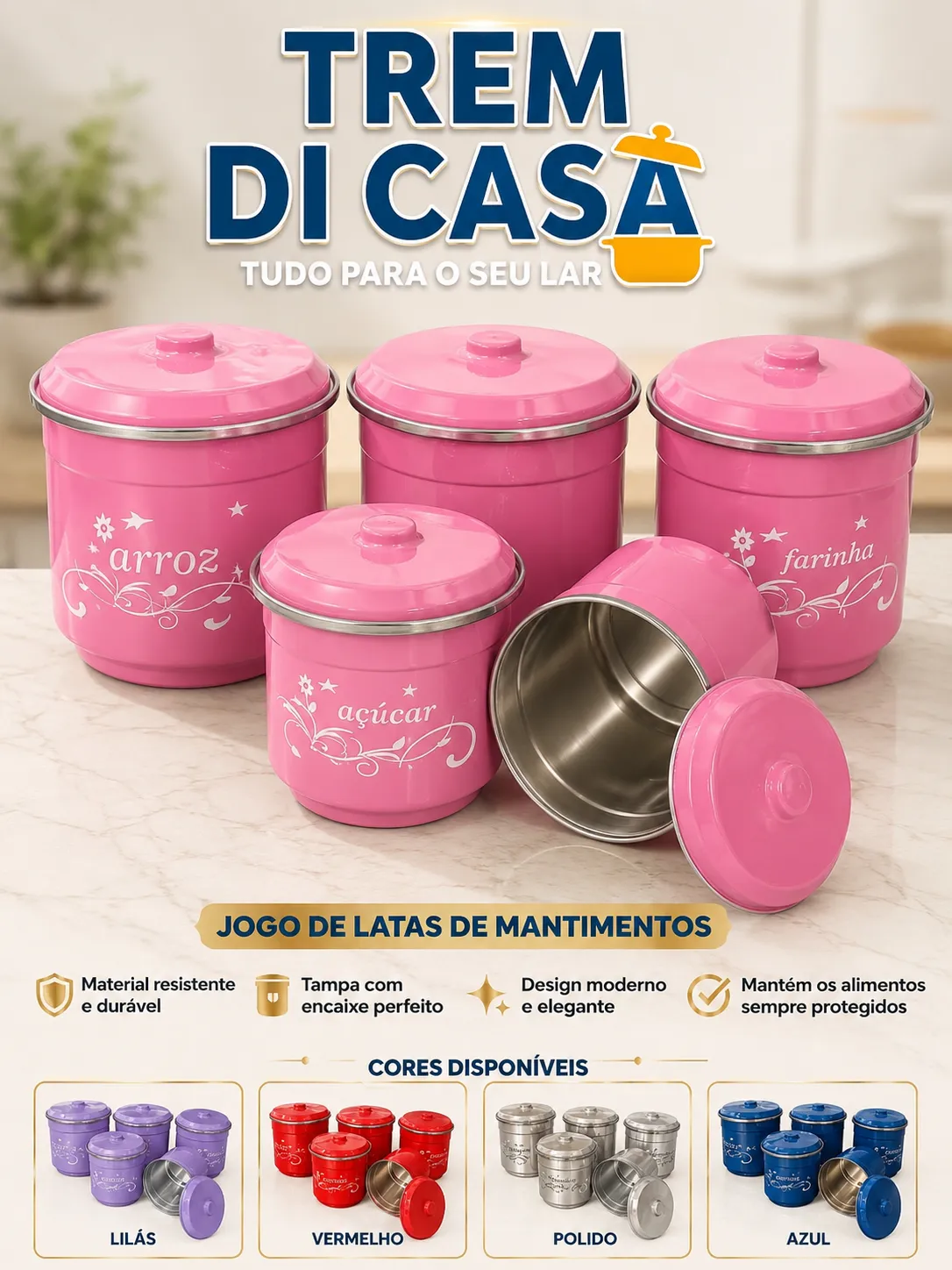Jogo de latas 5 peças aluminio